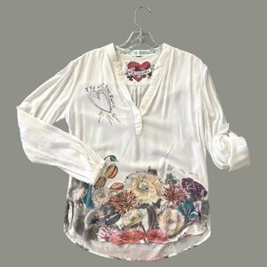 DESIGUAL White Colorful Floral Top
